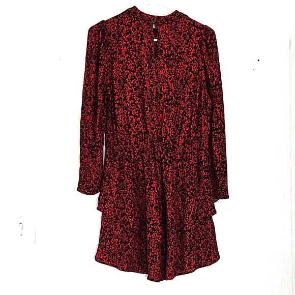 Zara Mock Neck Ruffle Tiered Animal Print Mini Dress Sz L EUC - Picture 3 of 10